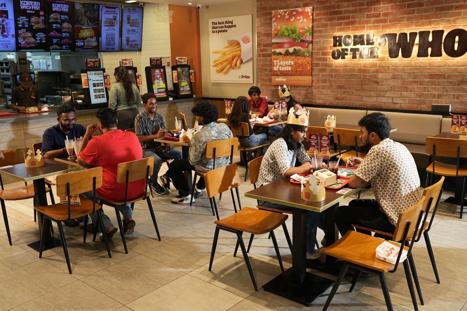 Guests dining in a Burger King restaurant