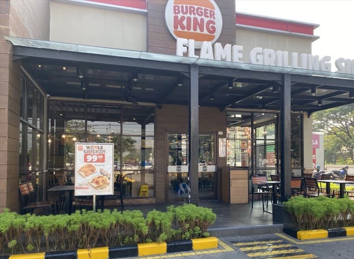 Burger King restaurant in Indonesia with outdoor seating